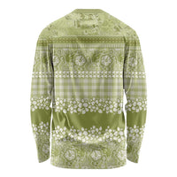 Hawaiian Hibiscus Honu Long Sleeve Shirt Sage Green Mele Kalikimaka Palaka Spirit LT9 - Polynesian Pride