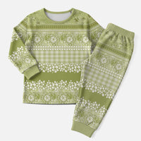 Hawaiian Hibiscus Honu Christmas Pajama Set Sage Green Mele Kalikimaka Palaka Spirit LT9 Men Sage Green - Polynesian Pride
