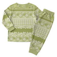 Hawaiian Hibiscus Honu Christmas Pajama Set Sage Green Mele Kalikimaka Palaka Spirit LT9 - Polynesian Pride