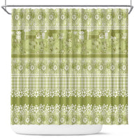Hawaiian Hibiscus Honu Shower Curtain Sage Green Mele Kalikimaka Palaka Spirit LT9 Sage Green - Polynesian Pride