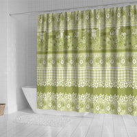 Hawaiian Hibiscus Honu Shower Curtain Sage Green Mele Kalikimaka Palaka Spirit LT9 - Polynesian Pride