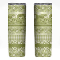 Hawaiian Hibiscus Honu Skinny Tumbler Sage Green Mele Kalikimaka Palaka Spirit LT9 Sage Green - Polynesian Pride