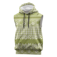 Hawaiian Hibiscus Honu Sleeveless Hoodie Sage Green Mele Kalikimaka Palaka Spirit LT9 Sage Green - Polynesian Pride