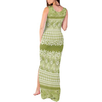 Hawaiian Hibiscus Honu Tank Maxi Dress Sage Green Mele Kalikimaka Palaka Spirit LT9 - Polynesian Pride