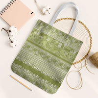 Hawaiian Hibiscus Honu Tote Bag Sage Green Mele Kalikimaka Palaka Spirit LT9 White Strap One Size Sage Green - Polynesian Pride