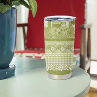 Hawaiian Hibiscus Honu Tumbler Cup Sage Green Mele Kalikimaka Palaka Spirit LT9 - Polynesian Pride