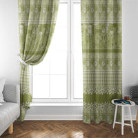 Hawaiian Hibiscus Honu Window Curtain Sage Green Mele Kalikimaka Palaka Spirit - Polynesian Pride