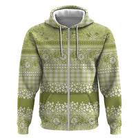 Hawaiian Hibiscus Honu Zip Hoodie Sage Green Mele Kalikimaka Palaka Spirit LT9 Zip Hoodie Sage Green - Polynesian Pride