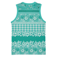 Hawaiian Hibiscus Honu Basketball Jersey Turquoise Mele Kalikimaka Palaka Spirit LT9 - Polynesian Pride