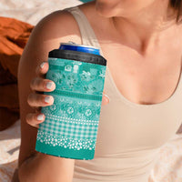 Hawaiian Hibiscus Honu 4 in 1 Can Cooler Tumbler Turquoise Mele Kalikimaka Palaka Spirit LT9 - Polynesian Pride