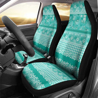 Hawaiian Hibiscus Honu Car Seat Cover Turquoise Mele Kalikimaka Palaka Spirit LT9 - Polynesian Pride
