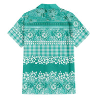 Hawaiian Hibiscus Honu Family Matching Long Sleeve Bodycon Dress and Hawaiian Shirt Turquoise Mele Kalikimaka Palaka Spirit LT9 - Polynesian Pride