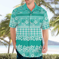 Hawaiian Hibiscus Honu Hawaiian Shirt Turquoise Mele Kalikimaka Palaka Spirit LT9 - Polynesian Pride