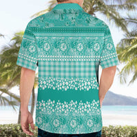 Hawaiian Hibiscus Honu Hawaiian Shirt Turquoise Mele Kalikimaka Palaka Spirit LT9 - Polynesian Pride