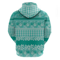 Hawaiian Hibiscus Honu Hoodie Turquoise Mele Kalikimaka Palaka Spirit LT9 - Polynesian Pride
