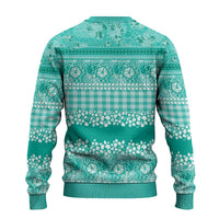 Hawaiian Hibiscus Honu Ugly Christmas Sweater Turquoise Mele Kalikimaka Palaka Spirit LT9 - Polynesian Pride