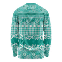 Hawaiian Hibiscus Honu Long Sleeve Shirt Turquoise Mele Kalikimaka Palaka Spirit LT9 - Polynesian Pride