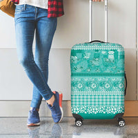 Hawaiian Hibiscus Honu Luggage Cover Turquoise Mele Kalikimaka Palaka Spirit LT9 - Polynesian Pride