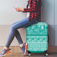 Hawaiian Hibiscus Honu Luggage Cover Turquoise Mele Kalikimaka Palaka Spirit LT9 - Polynesian Pride