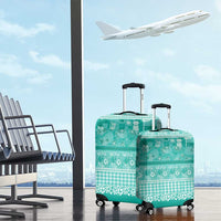 Hawaiian Hibiscus Honu Luggage Cover Turquoise Mele Kalikimaka Palaka Spirit LT9 - Polynesian Pride