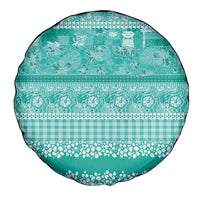 Hawaiian Hibiscus Honu Spare Tire Cover Turquoise Mele Kalikimaka Palaka Spirit LT9 - Polynesian Pride