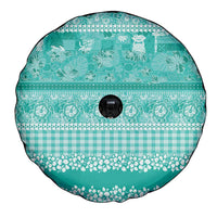 Hawaiian Hibiscus Honu Spare Tire Cover Turquoise Mele Kalikimaka Palaka Spirit LT9 - Polynesian Pride