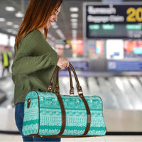 Hawaiian Hibiscus Honu Travel Bag Turquoise Mele Kalikimaka Palaka Spirit LT9 - Polynesian Pride