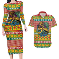 Hawaiian Pineapples Skull Couples Matching Long Sleeve Bodycon Dress and Hawaiian Shirt Mele Kalikimaka Palaka Quilt Pattern LT9 Yellow - Polynesian Pride