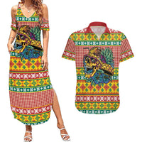 Hawaiian Pineapples Skull Couples Matching Summer Maxi Dress and Hawaiian Shirt Mele Kalikimaka Palaka Quilt Pattern LT9 Yellow - Polynesian Pride