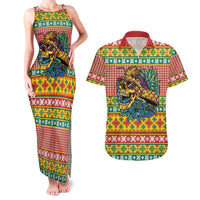 Hawaiian Pineapples Skull Couples Matching Tank Maxi Dress and Hawaiian Shirt Mele Kalikimaka Palaka Quilt Pattern LT9 Yellow - Polynesian Pride