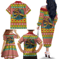 Hawaiian Pineapples Skull Family Matching Off The Shoulder Long Sleeve Dress and Hawaiian Shirt Mele Kalikimaka Palaka Quilt Pattern LT9 - Polynesian Pride