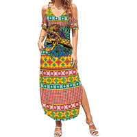 Hawaiian Pineapples Skull Family Matching Summer Maxi Dress and Hawaiian Shirt Mele Kalikimaka Palaka Quilt Pattern LT9 Yellow - Polynesian Pride