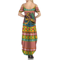 Hawaiian Pineapples Skull Family Matching Summer Maxi Dress and Hawaiian Shirt Mele Kalikimaka Palaka Quilt Pattern LT9 - Polynesian Pride