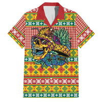 Hawaiian Pineapples Skull Family Matching Tank Maxi Dress and Hawaiian Shirt Mele Kalikimaka Palaka Quilt Pattern LT9 Dad's Shirt - Short Sleeve Yellow - Polynesian Pride