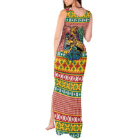 Hawaiian Pineapples Skull Tank Maxi Dress Mele Kalikimaka Palaka Quilt Pattern - Polynesian Pride