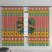 Hawaiian Pineapples Skull Window Curtain Mele Kalikimaka Palaka Quilt Pattern LT9 With Hooks Yellow - Polynesian Pride