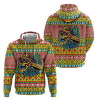 Hawaiian Pineapples Skull Zip Hoodie Mele Kalikimaka Palaka Quilt Pattern - Polynesian Pride