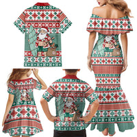 Hawaiian Funny Santa Surf Family Matching Mermaid Dress and Hawaiian Shirt Mele Kalikimaka Palaka Quilt Pattern LT9 - Polynesian Pride