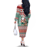 Hawaiian Funny Santa Surf Family Matching Off The Shoulder Long Sleeve Dress and Hawaiian Shirt Mele Kalikimaka Palaka Quilt Pattern LT9 - Polynesian Pride