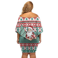 Hawaiian Funny Santa Surf Family Matching Off Shoulder Short Dress and Hawaiian Shirt Mele Kalikimaka Palaka Quilt Pattern LT9 - Polynesian Pride
