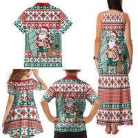 Hawaiian Funny Santa Surf Family Matching Tank Maxi Dress and Hawaiian Shirt Mele Kalikimaka Palaka Quilt Pattern LT9 - Polynesian Pride