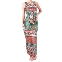 Hawaiian Funny Santa Surf Family Matching Tank Maxi Dress and Hawaiian Shirt Mele Kalikimaka Palaka Quilt Pattern LT9 Green - Polynesian Pride
