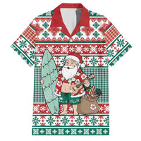 Hawaiian Funny Santa Surf Hawaiian Shirt Mele Kalikimaka Palaka Quilt Pattern - Polynesian Pride