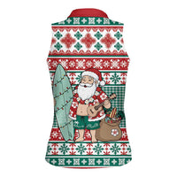 Hawaiian Funny Santa Surf Women Sleeveless Polo Shirt Mele Kalikimaka Palaka Quilt Pattern LT9 - Polynesian Pride