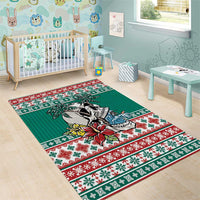 Hawaiian Skull Surfs Area Rug Mele Kalikimaka Palaka Quilt Pattern - Polynesian Pride