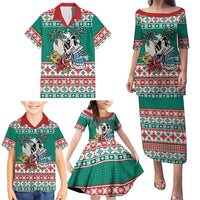 Hawaiian Skull Surfs Family Matching Puletasi and Hawaiian Shirt Mele Kalikimaka Palaka Quilt Pattern LT9 - Polynesian Pride