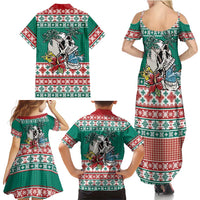 Hawaiian Skull Surfs Family Matching Summer Maxi Dress and Hawaiian Shirt Mele Kalikimaka Palaka Quilt Pattern LT9 - Polynesian Pride