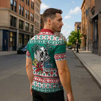 Hawaiian Skull Surfs Zipper Polo Shirt Mele Kalikimaka Palaka Quilt Pattern - Polynesian Pride