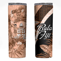 Bula Fiji Vintage Fijian Masi Pattern Skinny Tumbler Peach Fuzz Unique LT9 Peach Fuzz - Polynesian Pride