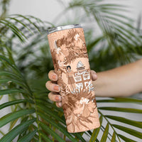 Bula Fiji Vintage Fijian Masi Pattern Skinny Tumbler Peach Fuzz Unique LT9 - Polynesian Pride